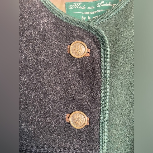 Loden Look Green Wool Folklore Jacket L Alpine Cottagecore Grandmacore - Picture 6 of 16